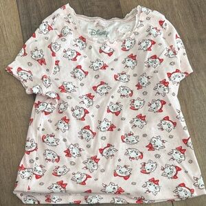 Disney Light Pink Cat Pattern Pajama Top